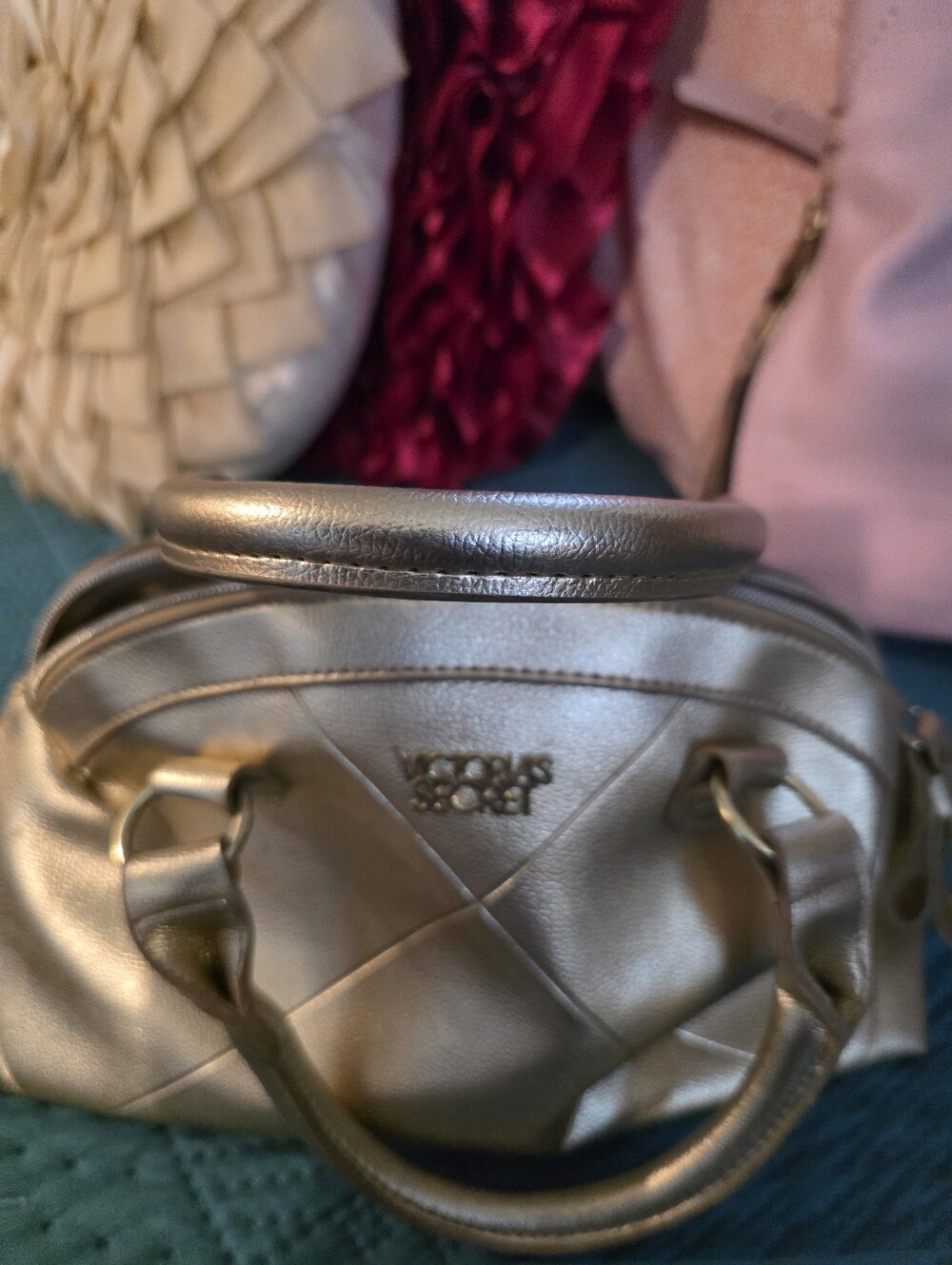 Victoria's Secret Metallic Gold Mini Quilted Satchel